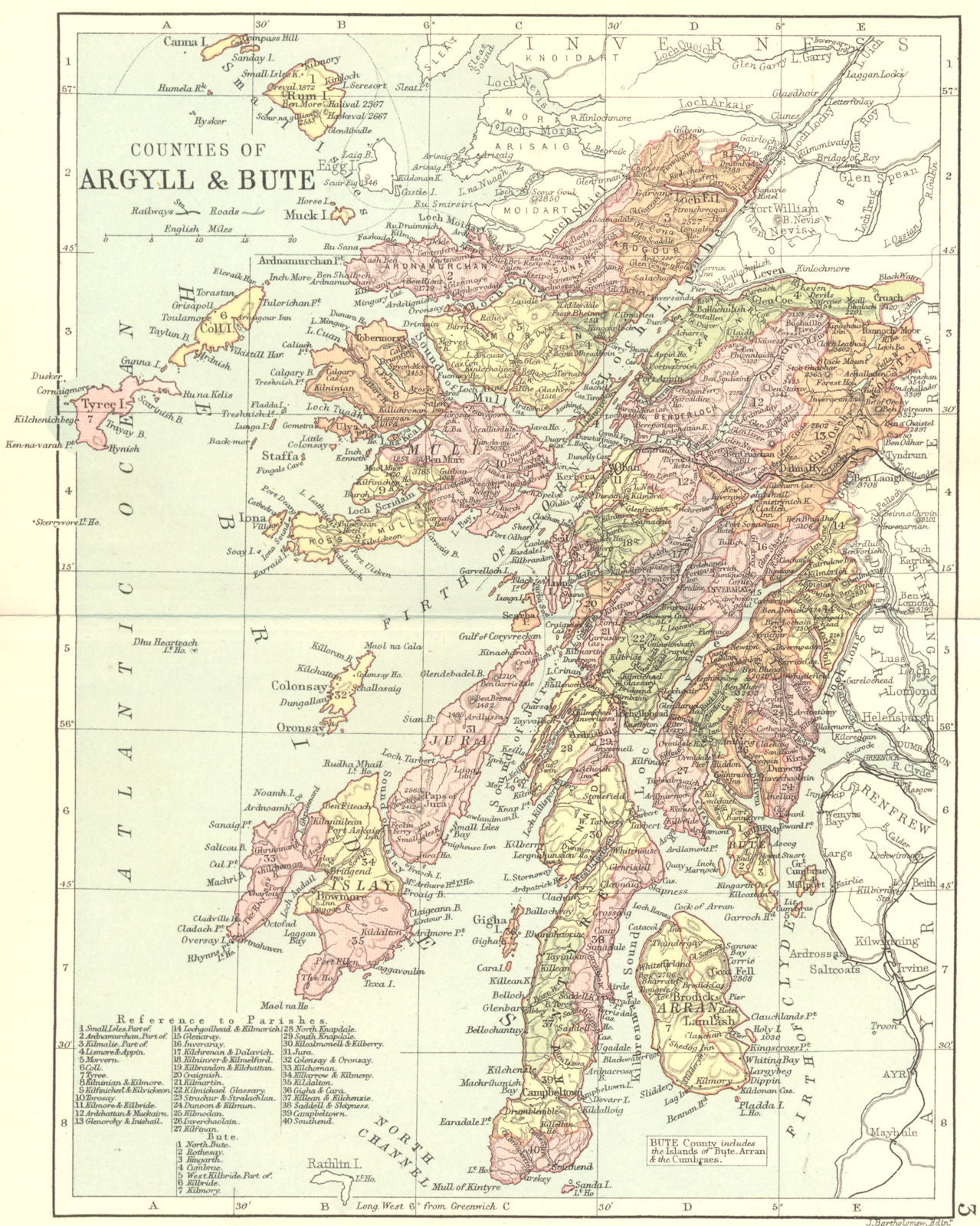 SCOTLAND. Argyll Bute. Philip 1891 old antique vintage map plan chart